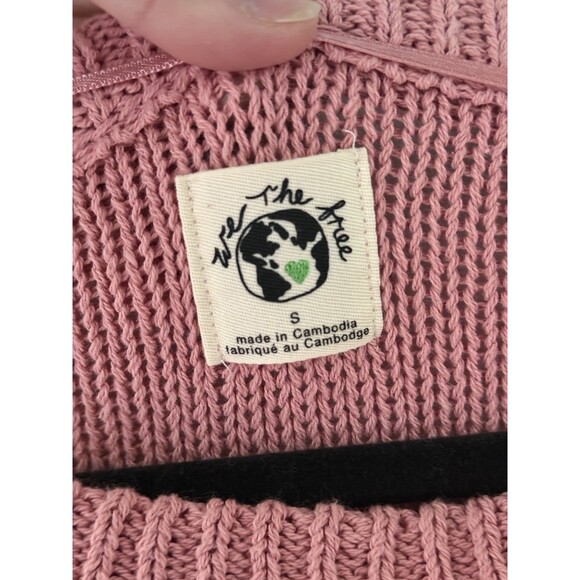We The Free Women’s S Sweater Pink Oversized Cropped Long Sleeve Top NWT - Picture 6 of 9